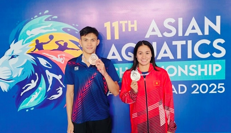 Three more silver medals for Vietnam at Asian Aquatics Championships 2025